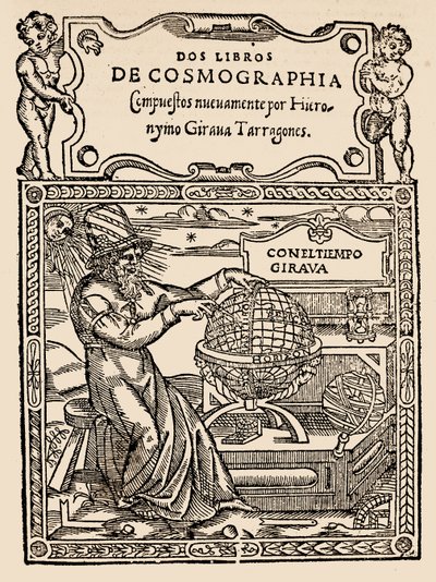 Pagina del Titolo per Due Libri di Cosmografia di Hieronymo Girana Tarragones, da The Narrative and Critical History of America, a cura di Justin Winsor, Londra, 1886 da English School