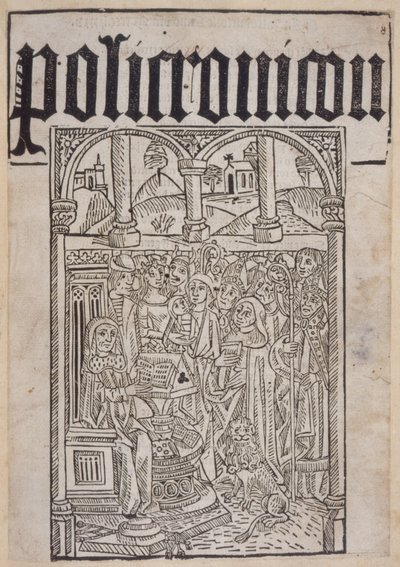 Pagina del titolo dal Polychronicon di Ranulf Higden stampato da Wynkyn de Worde da English School