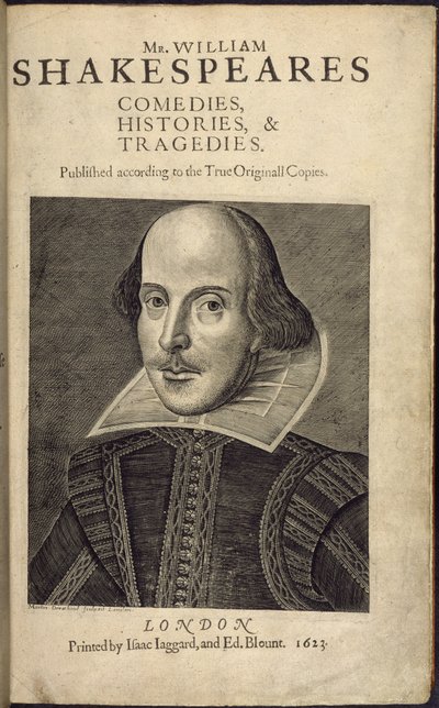 Pagina del titolo con un ritratto di Shakespeare, da 