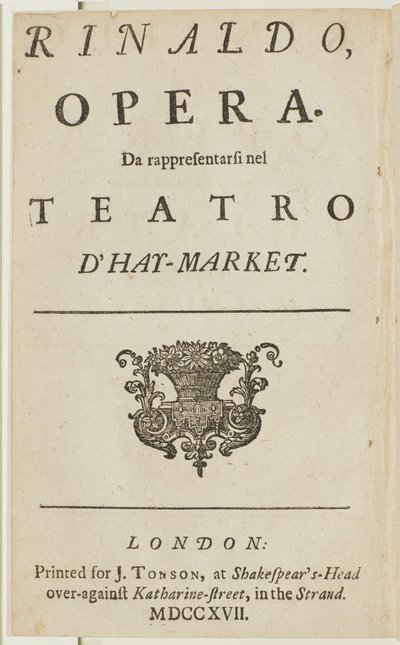 Pagina del titolo dal libretto dell