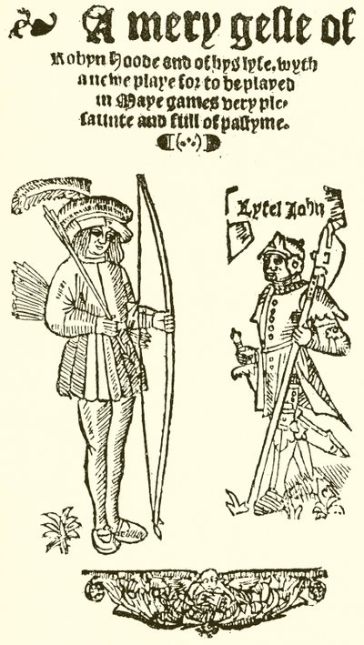 Pagina del titolo di Una storia allegra di Robin Hood, 1550 da English School