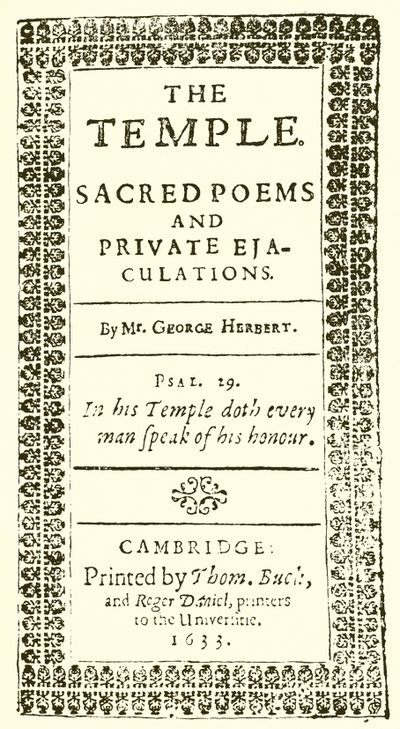Pagina del titolo di Il Tempio di George Herbert da English School