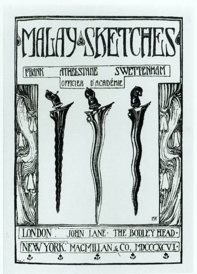 Pagina del titolo di Schizzi Malesi di Frank Athelstane Swettenham, pubblicato nel 1896 da English School