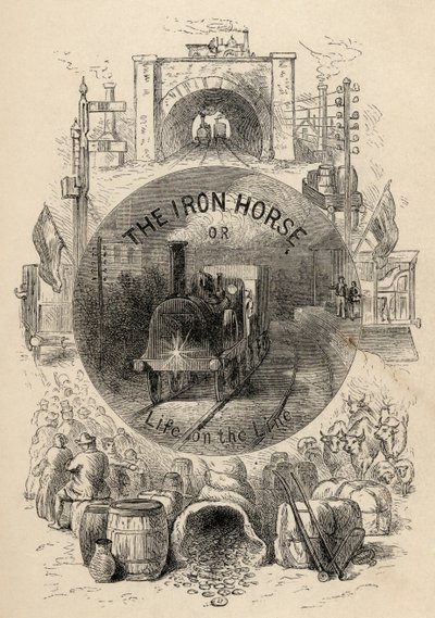 Frontespizio di The Iron Horse or Life on the Line di R.M. Ballantyne, pubblicato nel 1884 da English School