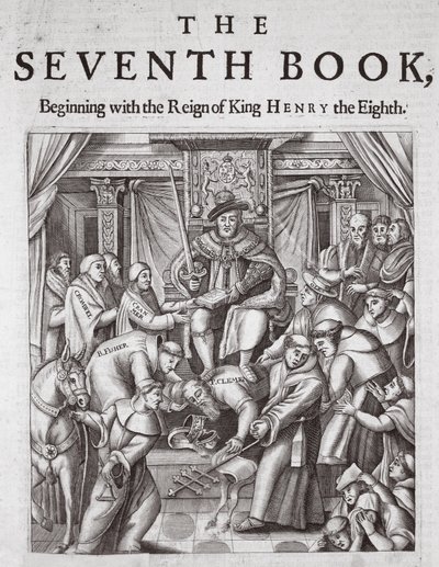 Pagina del titolo, Il Settimo Libro, da Atti e Monumenti di John Foxe, nona edizione, pub. 1684 da English School