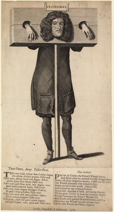 Tito Oates alla gogna, pubblicato nel 1685 da English School