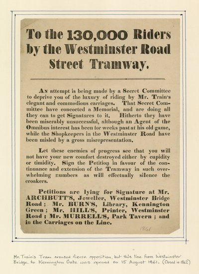 Ai 130.000 passeggeri della tramvia di Westminster Road da English School