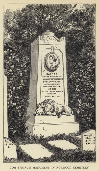 Monumento di Tom Spring nel cimitero di Norwood da English School