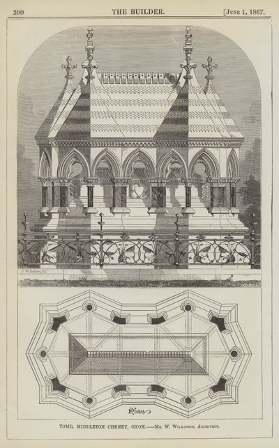 Tomba, Middleton Cheney, Oxon, Mr W Wilkinson, Architetto (incisione) da English School