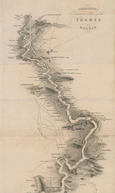 Mappa panoramica del Tamigi e Medway di Tombleson da English School