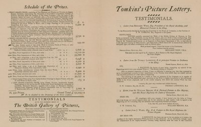 Lotteria di immagini di Tomkins della British Gallery of Pictures da English School