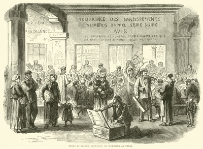 Strumenti in pegno restituiti agli operai a Parigi, dicembre 1870 da English School