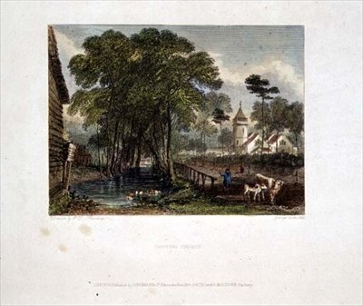 Chiesa di Tooting, incisione di J D Harding & G Cooke da English School