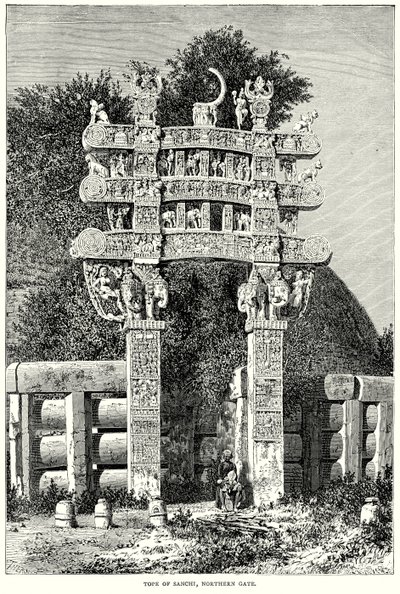 Tope di Sanchi, Porta Nord (incisione) da English School