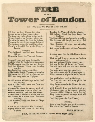 Incendio della Torre di Londra, 1841 da English School