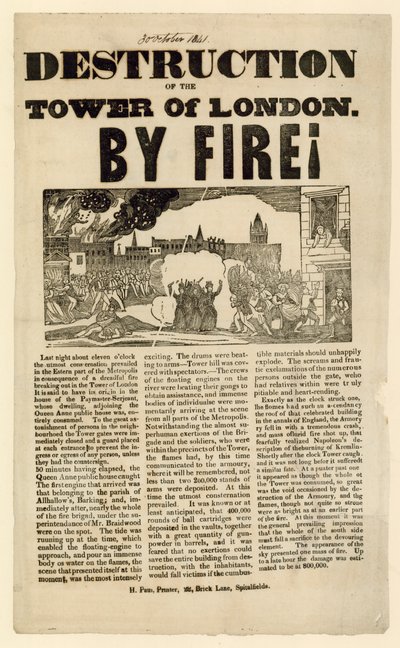 Incendio della Torre di Londra, 1841 da English School