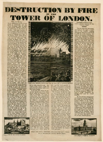 Incendio della Torre di Londra, 1841 da English School