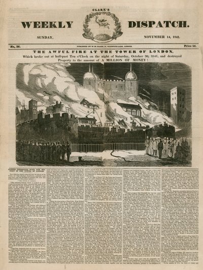 Incendio della Torre di Londra, 1841 da English School