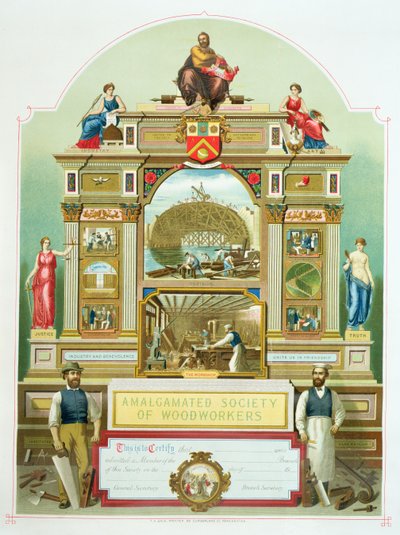 Emblema commerciale della Società Amalgamata dei Falegnami, 1860 da English School
