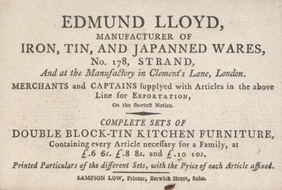 Biglietto da visita, Edmund Lloyd da English School