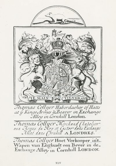 Carta commerciale per Thomas Collyer, Cornhill Haberdasher da English School