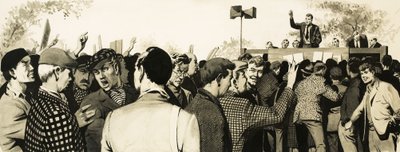 Sindacalisti a una riunione all