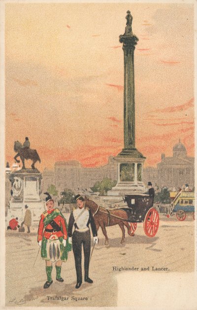 Trafalgar Square, Londra, Highlander e Lanciere da English School