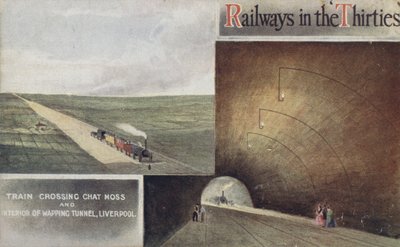 Treno che attraversa Chat Moss e Interno del Tunnel di Wapping, Liverpool da English School