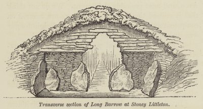 Sezione trasversale del Long Barrow a Stoney Littleton (incisione) da English School