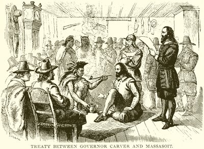 Trattato tra il governatore Carver e Massasoit da English School