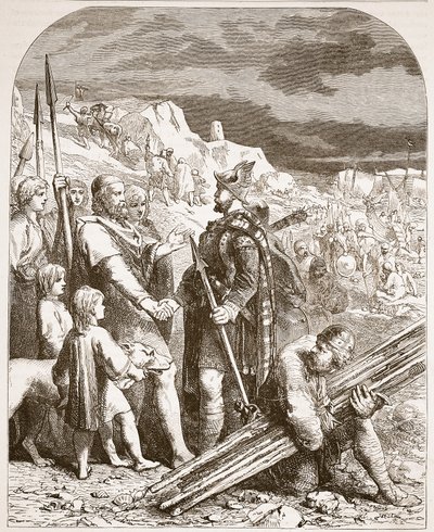 Trattato di Hengist e Horsa con Vortigen, illustrazione da Cassells Illustrated History of England da English School