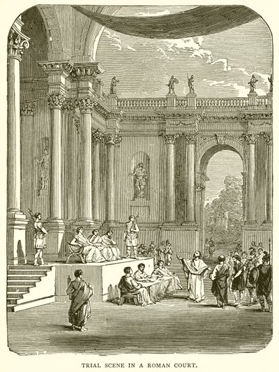 Scena di processo in un tribunale romano da English School