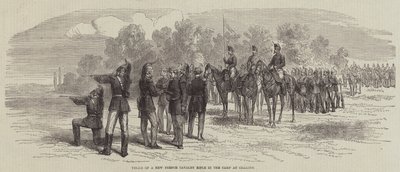 Prove di un nuovo fucile da cavalleria francese nel campo di Chalons (incisione) da English School