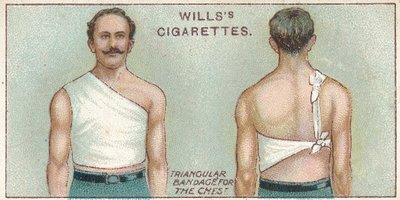 Benda triangolare per il petto, n. 37 dalla serie di carte di sigarette di primo soccorso di Willss, 1913 da English School
