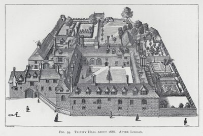 Trinity Hall circa 1688, dopo Loggan da English School