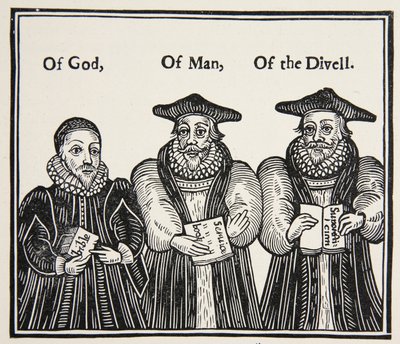 Tripla Episcopacia, satira del Partito Puritano di Laud e dei Vescovi di Corte, da un Trattato del 1641 da English School