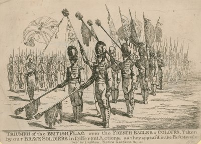 Trionfo della bandiera britannica sulle aquile e i colori francesi da English School
