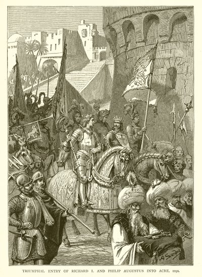 Ingresso trionfale di Riccardo I e Filippo Augusto ad Acri, 1191 da English School