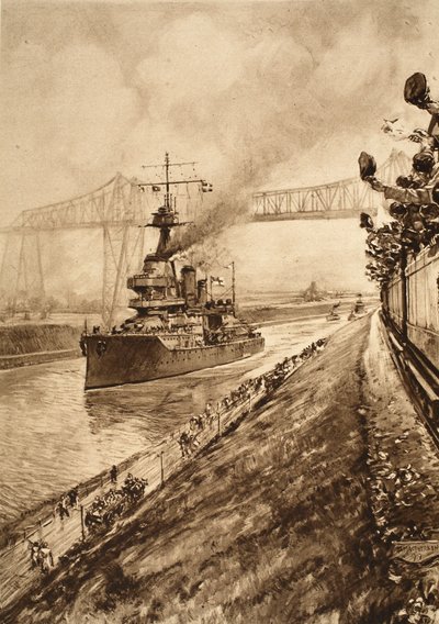 Prova trionfale della supremazia navale britannica: H.M.S Hercules attraversa il Canale di Kiel, 1914-19 da English School