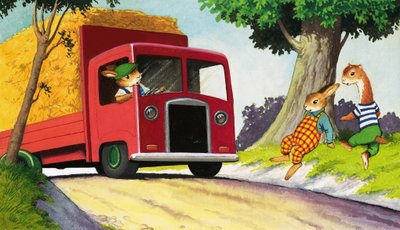 Tufty che guida il carro del fieno da English School