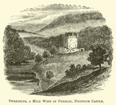 Tweedside, un miglio a ovest di Peebles, castello di Neidpath da English School