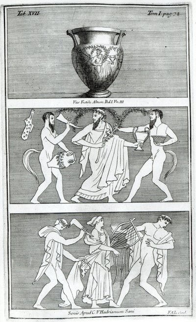 Due scene da un vaso etrusco (incisione) da English School