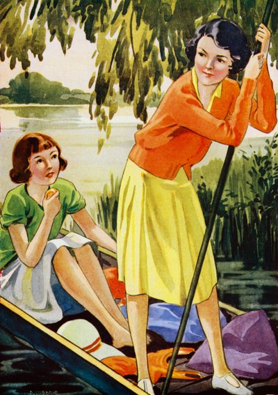 Due ragazze che remano su un fiume da English School