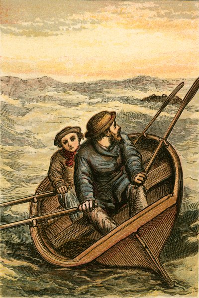 Due persone salvate da Leask e suo figlio giovane al largo di Stromness da English School