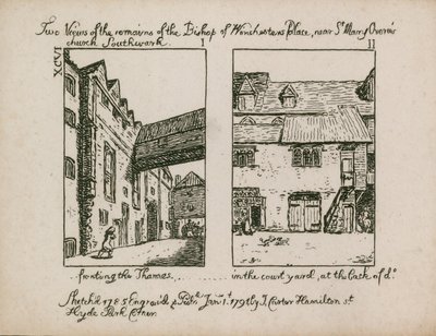 Due vedute dei resti del Palazzo del Vescovo di Winchester da English School