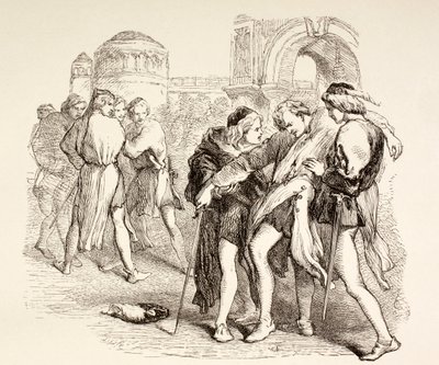 Tebaldo è ferito mortalmente da Romeo, illustrazione da Romeo e Giulietta, da 