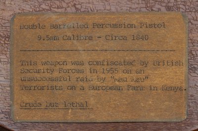 Etichetta dattiloscritta per una pistola a percussione a doppia canna (373725) da English School