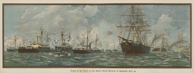 Tipi della Marina alla Royal Naval Review a Spithead, 23 luglio (cromolitografia) da English School