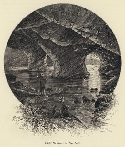 Sotto le rocce al lago Torc (incisione) da English School