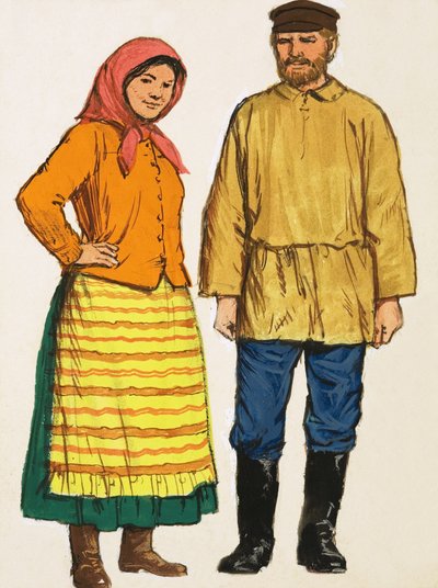 Coppia non identificata in costumi nazionali da English School
